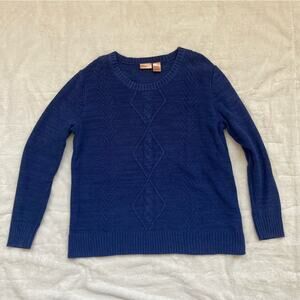 Northcrest cozy cabincore royal blue classic chunky cable knit sweater size XL